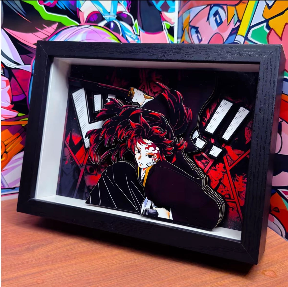 Demon Slayer 3D Shadow Box Frame, Anime Character Layered Desk Diorama