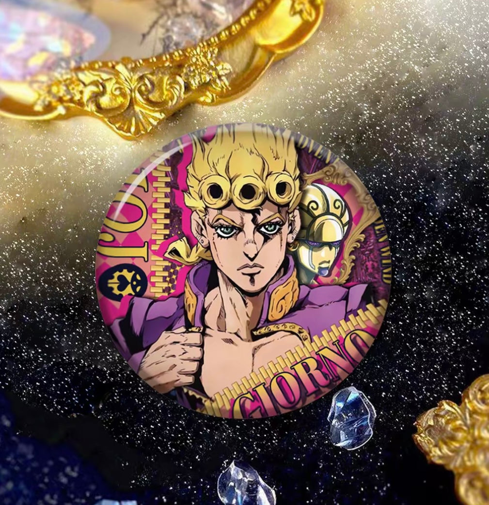 JoJos Bizarre Adventure Reflective Button Badge Jotaro Dio Jolyne Anime Pin Collection