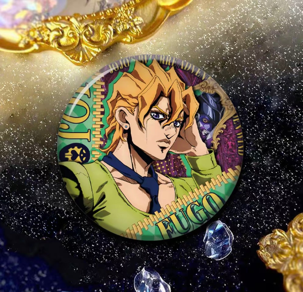 JoJos Bizarre Adventure Reflective Button Badge Jotaro Dio Jolyne Anime Pin Collection
