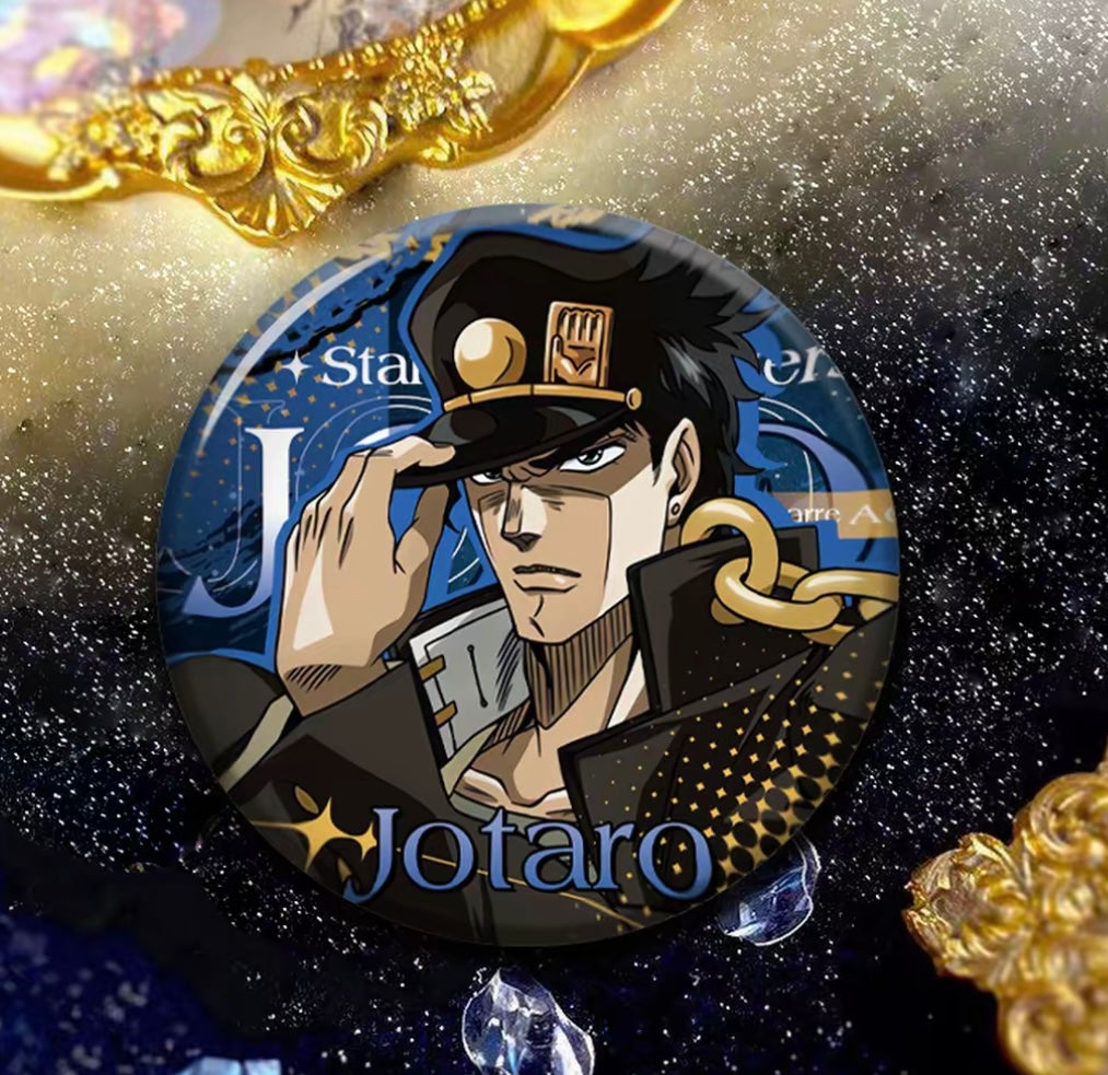JoJos Bizarre Adventure Reflective Button Badge Jotaro Dio Jolyne Anime Pin Collection