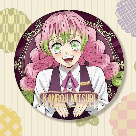 Demon Slayer Hashira Barista Series Button Badge, Glitter Anime Pin Collection
