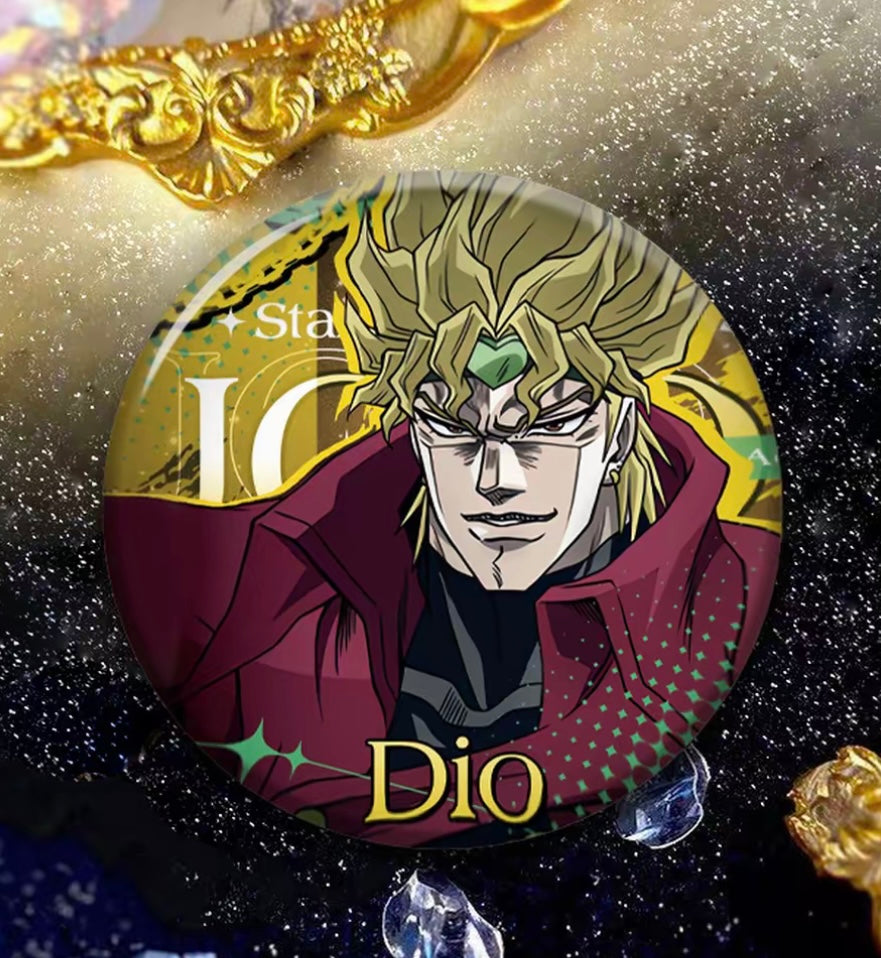 JoJos Bizarre Adventure Reflective Button Badge Jotaro Dio Jolyne Anime Pin Collection