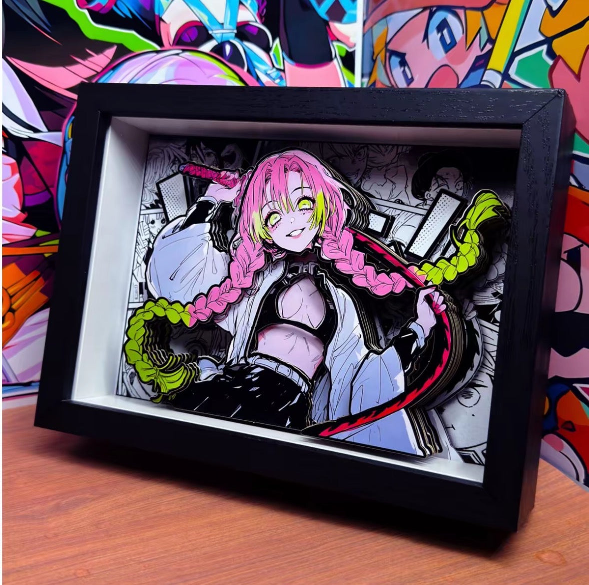 Demon Slayer 3D Shadow Box Frame, Anime Character Layered Desk Diorama