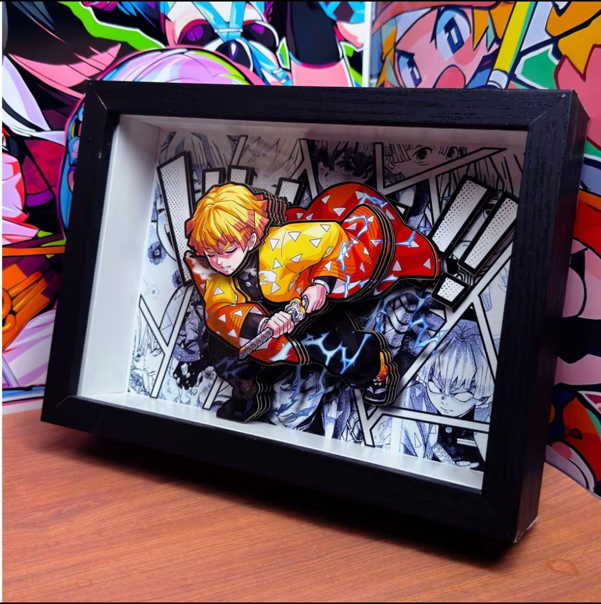 Demon Slayer 3D Shadow Box Frame, Anime Character Layered Desk Diorama