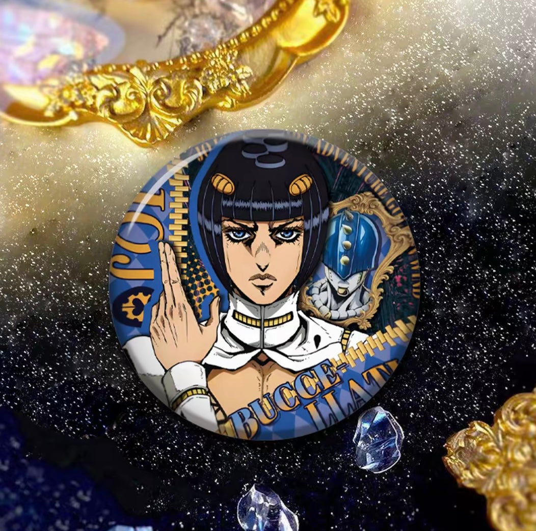 JoJos Bizarre Adventure Reflective Button Badge Jotaro Dio Jolyne Anime Pin Collection