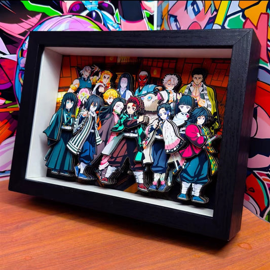 Demon Slayer 3D Shadow Box Frame, Anime Character Layered Desk Diorama
