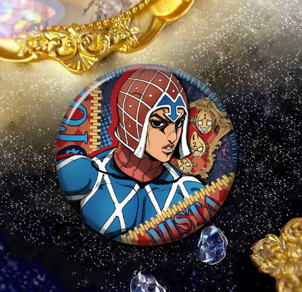 JoJos Bizarre Adventure Reflective Button Badge Jotaro Dio Jolyne Anime Pin Collection