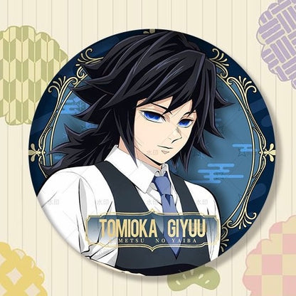 Demon Slayer Hashira Barista Series Button Badge, Glitter Anime Pin Collection