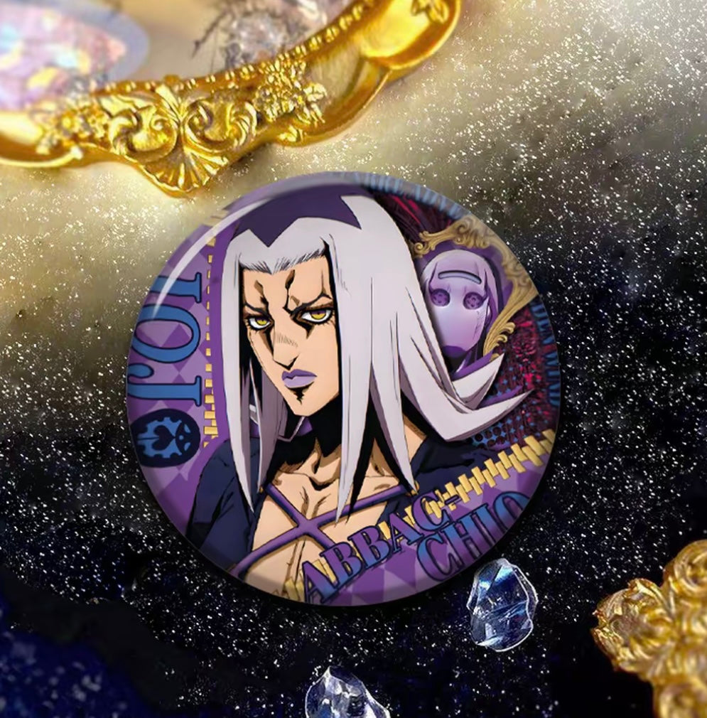 JoJos Bizarre Adventure Reflective Button Badge Jotaro Dio Jolyne Anime Pin Collection