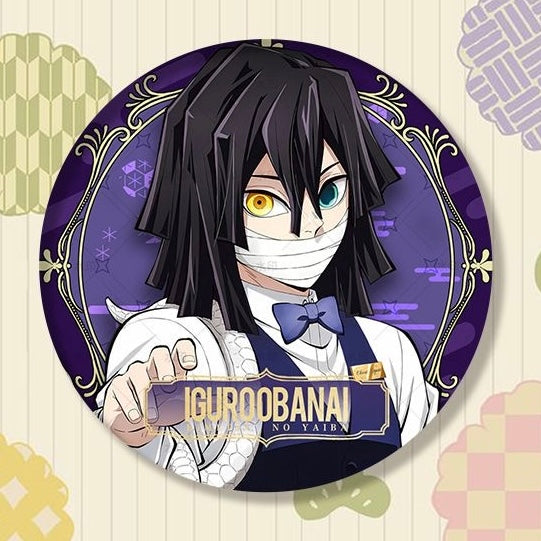 Demon Slayer Hashira Barista Series Button Badge, Glitter Anime Pin Collection