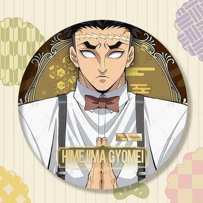 Demon Slayer Hashira Barista Series Button Badge, Glitter Anime Pin Collection