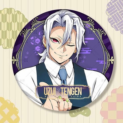 Demon Slayer Hashira Barista Series Button Badge, Glitter Anime Pin Collection