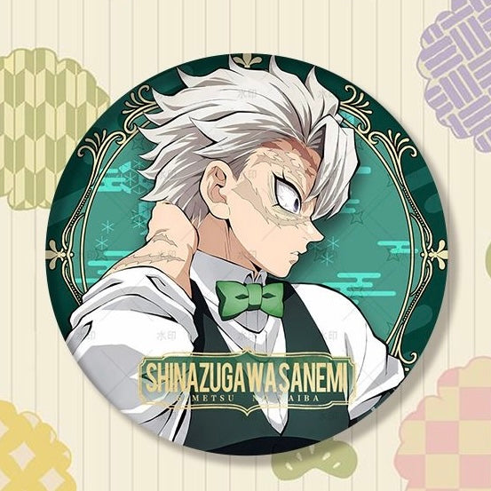 Demon Slayer Hashira Barista Series Button Badge, Glitter Anime Pin Collection