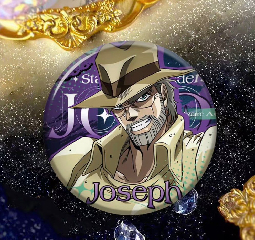 JoJos Bizarre Adventure Reflective Button Badge Jotaro Dio Jolyne Anime Pin Collection