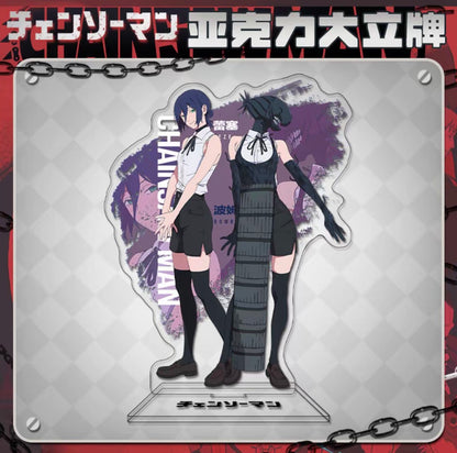 Chainsaw Man Denji vs Reze Acrylic Stand, Anime Desk Decor Figure