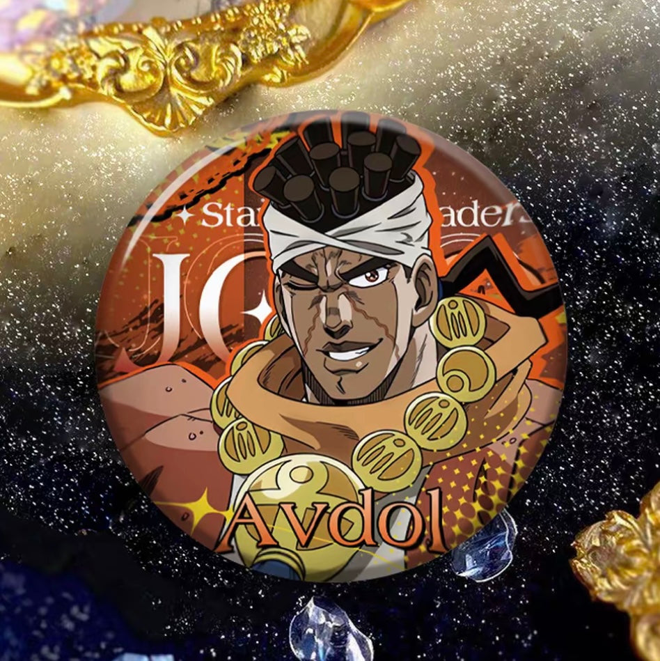 JoJos Bizarre Adventure Reflective Button Badge Jotaro Dio Jolyne Anime Pin Collection