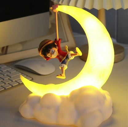 Figurine of a character from an animated series on a cloud with a blurred background
